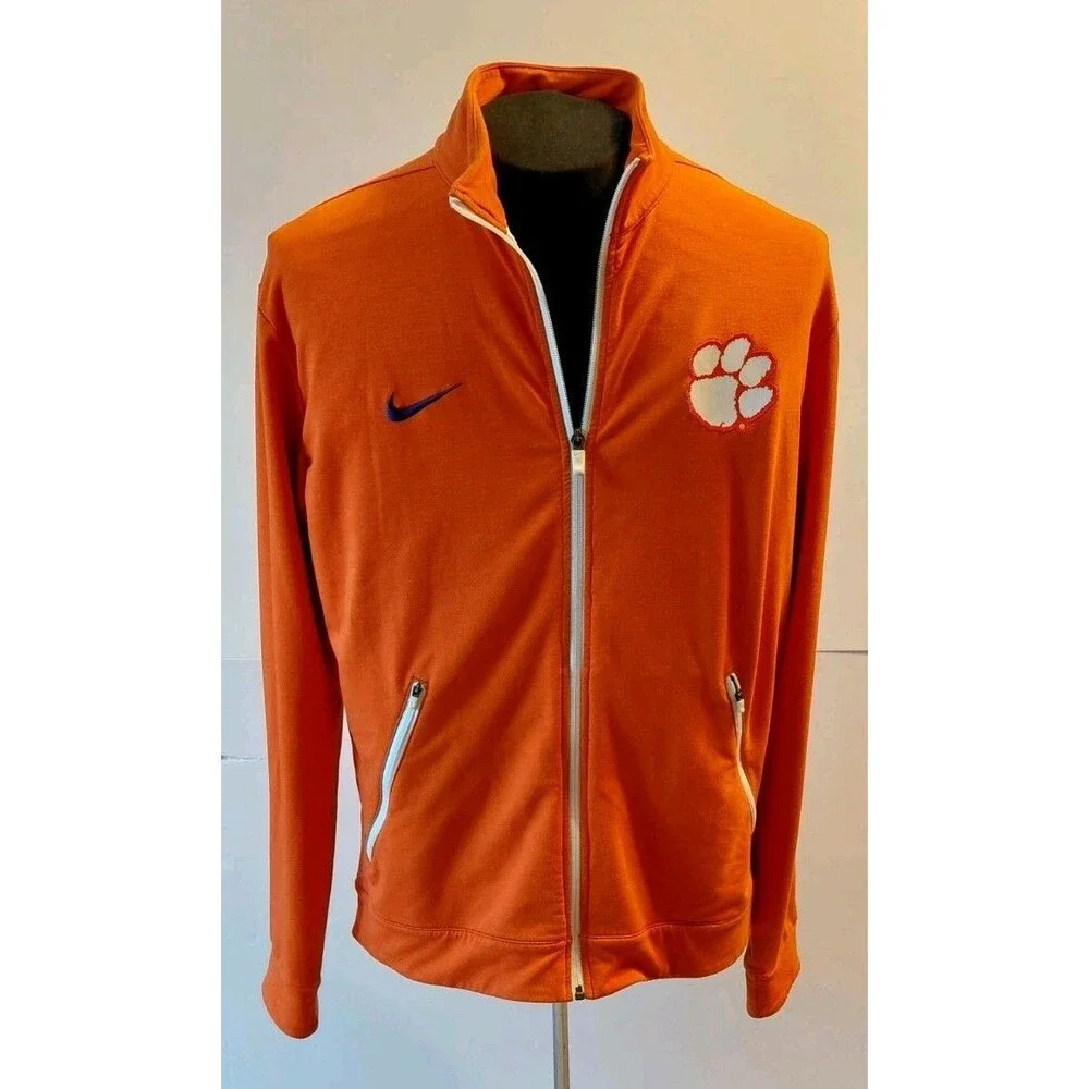 Nike Clemson Tigers Orange Size Large Dri-Fit Full Zip Jacket